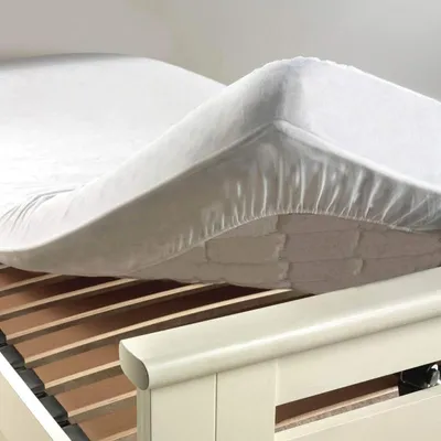 Image de Protège matelas anti-acarien en coton pour lit 1 personne - Blanc - 90 x 190 cm