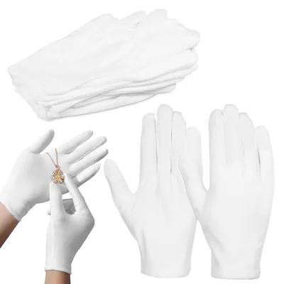 Produktbild von Baumwollhandschuhe Weiß 3 Paar, Weiße Baumwollhandschuhe Aus Weicher Baumwolle, Waschbare Handschuhe Für Feuchtigkeitspflege, Universell Einsetzbar