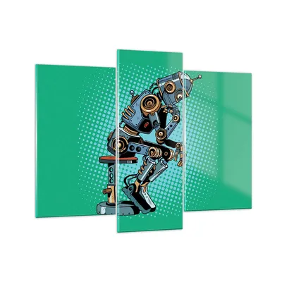 Produktbild von Bilder auf glas - Roboter Illustration Karikatur Comic - 130x100cm - Glasbilder - Wandbilder - Kunstdruck - Wanddekoration aus Glas - Glas Bilder - Wandbild auf Glas - GCB130x100-3194