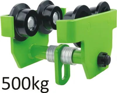 Produktbild von stabile Laufkatze mit 75mm - 125mm Flanschbreite - Krankatze mit 500 kg Lastkapazität - Unterflansch mit 0,5 Tonnen Traglast - Extrem belastbares Rollfahrwerk - Handfahrwerk
