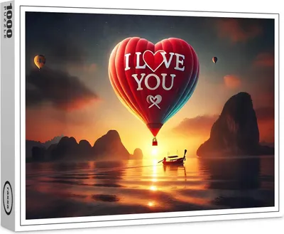 Produktbild von raxxa Premium-Puzzle "Romantischer Heißluftballon - Ich liebe dich - Perfekt für den Valentinstag", 1000 Teile