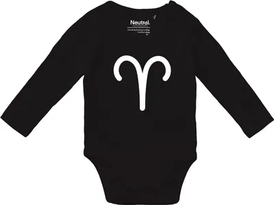 Produktbild von Huuraa Baby Body Widder Sternzeichen Zeichen 74 Black  Baumwolle Fairtrade Langarmbody Geschenkidee