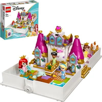 Produktbild von LEGO 43193 Disney Princess Märchenbuch Abenteuer mit Arielle, Belle, Cinderella und Tiana, Spielzeugschloss für Kinder, 4 Mikro-Puppen