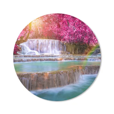 Produktbild von MuchoWow® Mauspad Mousepad Wasserfall - Regenbogen - Bäume - Rosa - Natur 20x20 cm - Mousepads - Maus Mat - Pad - Mausunterlage - Schreibtischmatte