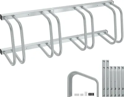 Obrázok produktu pre XINZI Stojan na bicykle, podlahový stojan na 4 bicykle s šírkou pneumatík do 65 mm, železný držiak na bicykle, vzdialenosť 37 cm, strieborný
