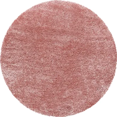 Produktbild von Teppich Wohnzimmer Hochflor Rosa 120x120 Rund Unicolor - Einfarbig aus Polyester