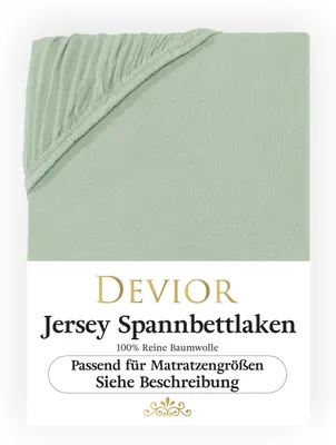Produktbild von Devior Jersey Spannbettlaken 90x200cm - 100x200cm eukalyptus Bettlaken 100% Baumwolle bis 22cm Matratzenhöhe Gummizug