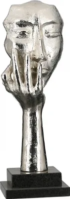 Produktbild von Casablanca Skulptur "Mannequin" Aluminium . vernickelt . silberfarben . Antikfinish auf Marmorbasis . schwarz  H: 56 cm B: 23 cm 43367