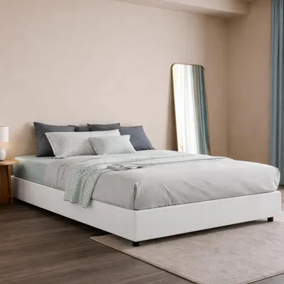 Produktbild von Doppelbett Grace, Containerbett mit Stoffbespannung, 100% Italy, Frontöffnung, inklusive Matratze Cm 160x200, Weiß