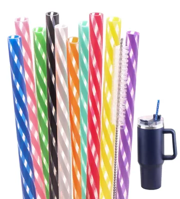Wiederverwendbare Trinkhalme 12 Zoll, 10 Farben, für Stanley Becher