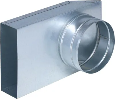 Produktbild von Flachkanal Übergang 90°, 150 x 50 mm auf Ø 120 mm