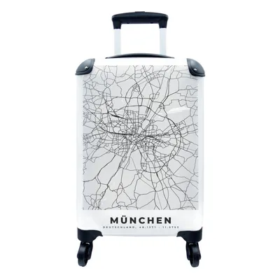 Produktbild von MuchoWow® Koffer Handgepäck Trolley Rollkoffer Kleine Reisekoffer mit 4 Rollen - Karte - München - Karte - Deutschland - Cabin Size < 55x40x23 cm & 55x40x20 cm - Fotokoffer - Kabinenkoffer - Boardgepäck - Reise-Box - Reisekoffer - Reisegepäck - Koffer mit Bild - Trolley für Kinder