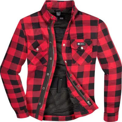 Image de Merlin Axe chemise moto, noir/rouge, M