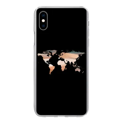 Produktbild von MuchoWow® Handyhülle Schutzhülle Hülle für iPhone Xs Weltkarte - Farbe - Schwarz Silikon Softcase Handy Hülle - Handytasche
