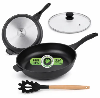 Image de Poêle à induction de 32 cm avec couvercle en verre