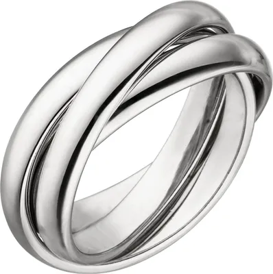 Produktbild von 3-er Ring Damenring aus 925 Silber rhodiniert glänzend 6,5mm breit Fingerring Innenumfang 58mm  Ø18.5mm
