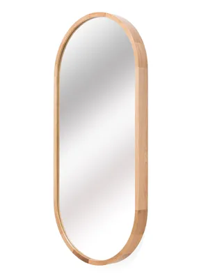 Produktbild von STOLARNIA PIKA Wandspiegel mit Holzrahmen (100x48 cm) - Oval Spiegel mit Holz Eiche - Ovaler Badspiegel für Badezimmer, Flur, Wohnzimmer, Schlafzimmer