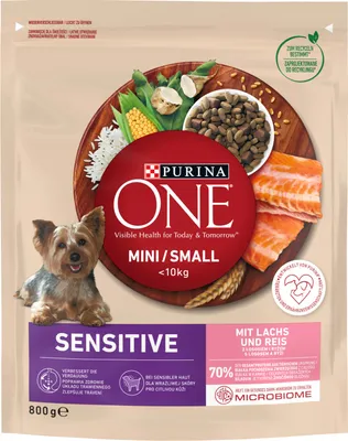 Obrázek produktu pro Purina One Mini/Small Sensitive Dog Food s lososem a rýží 800 G