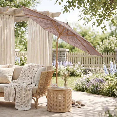 Produktbild von Sekey  Sonnenschirm Ø300cm Holzoptik Gartenschirm Marktschirm für Garten Terrasse Hof, UPF50+