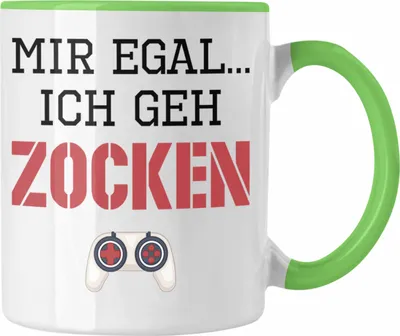 Produktbild von Trendation - Mir Egal Ich Geh Zocken Geschenk Tasse Zocker Gamer Gaming Geschenkidee Jungs Jungen Geburtstag Lustig (Grün)