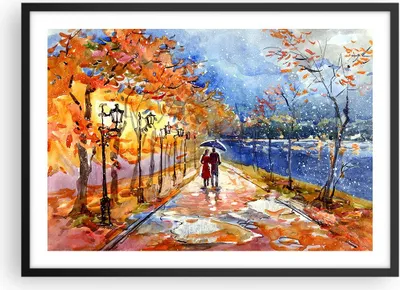Produktbild von Gerahmtes Poster - Schwarzer Rahmen - Park Paar Baum - 70x50 cm - Wand Bild - Wanddeko - Wandbilder - Kunstposter - Wandposter - Bilderrahmen - Bilder - Kunstdruck - Wandbild - P2BAA70x50-3557