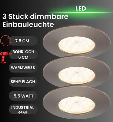 Produktbild von Briloner LED Einbauleuchten industrial3er-Set 3xLED-Modul (7231-031)