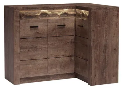 Produktbild von Masseno Kommode ZERI 131 cm Sideboard mit  Schubladen und 3 Türen für Wohnzimmer Schlafzimmer Modern 131x42x103,5 cm Braun