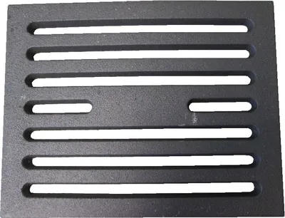 A black metal grate with horizontal slots.