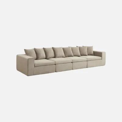 Immagine prodotto di sweeek - Divano modulare a 4 posti con rivestimento in ciniglia - Beige scuro