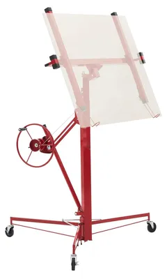 Produktbild von Plattenheber Trockenbau - Gipskartonheber - Tragkraft 68 kg - Hubhöhe 3,35 m - Für Decken und Wände - Fahrbar klappbar - Rot
