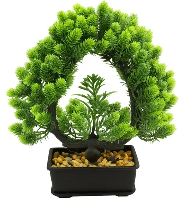 Zdjęcie produktu dla Drzewko bonsai w doniczce sztuczne świerk serce 23 cm dekoracja roślina ozdobna do domu biura