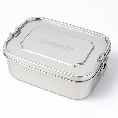 Produktbild von Edelstahl 304 (18/8) Lunchbox 1,5 L mit 2 Fächern, auslaufsichere Brotdose mit beweglicher Trennwand, BPA-frei, nachhaltig und spülmaschinengeeignet