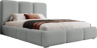 Produktbild von Selsey Bauro - Polsterbett 140x200 cm, mit Stauraum und Bouclé-Bezug, hellgrau