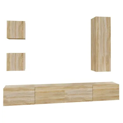 Produktbild von vidaXL 5-tlg. TV-Schrank-Set Sonoma-Eiche Holzwerkstoff