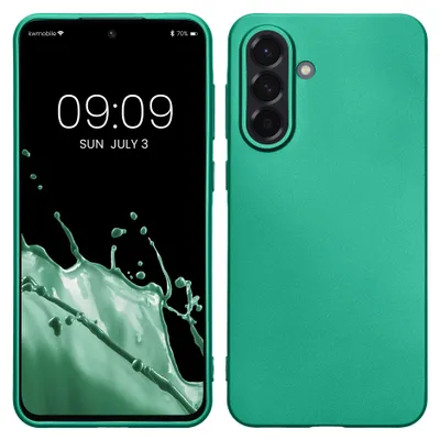 Produktbild von kwmobile Handyhülle für Samsung Galaxy A56 5G Hülle - Silikon Case metallisch schimmernd - Schutzhülle Cover - Metallic Dunkelgrün