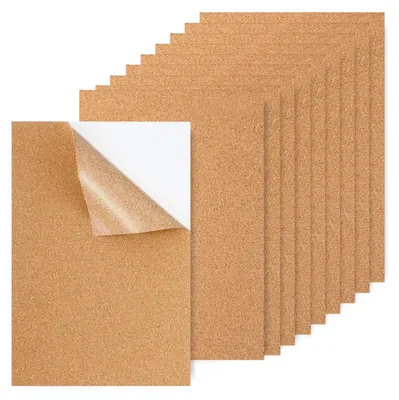 Productafbeelding van 10 zelfklevende kurkplaten, 30 x 21 cm, 2 mm dik, geschikt voor wanddecoratie, onderzetters, knutselprojecten en tafeldecoraties