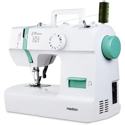 Obrázok produktu pre MEDION LIFE SM70, Tyrkysová, Biela, Šitie, 4 kroky, 3.6 mm, Otočné, 700 počet stehov za minútu