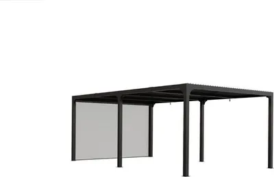 Image de Pergola Bioclimatique Aluminium XXL avec Rideau Manuel – Gris Anthracite – 21,52 m²
