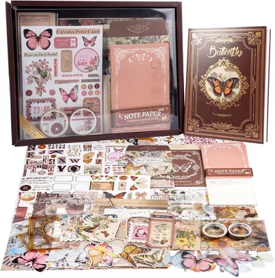 Obrázek produktu pro Sada pro scrapbook ve vintage stylu, 395 dílků, zápisník formátu A6, vhodná pro fotoalba