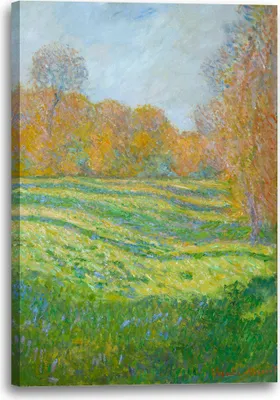 Produktbild von Leinwandbild (70x100cm): Claude Monet - Wiese in Giverny, echter Holz-Keilrahmen inkl. Aufhänger, handgefertigt in Deutschland