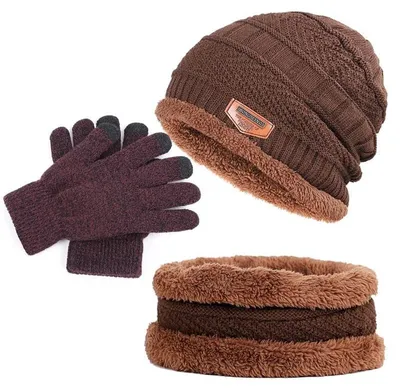 Produktbild von Winterset mit Strickmütze, Schal und Handschuhen – Uni