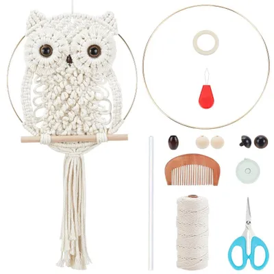 Image de Elzusha - Kit de macramé pour débutants, pour créer un mur décoratif en forme de hibou