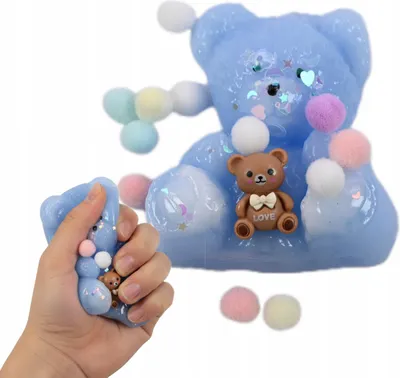 Produktbild von Teddybär Squishy Antistress Spielzeug Kinder Quetschball Bär Figur Stressabbau Bunt 7cm