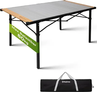 Produktbild von KingCamp Campingtisch klappbar Aluminium Aufrollbare Tischplatte bis 80 kg