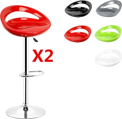 Produktbild von JEOBEST® 2er Set Barhocker aus Kunststoff, Barstuhl, Tresenhocker, Küchenhocker Rot