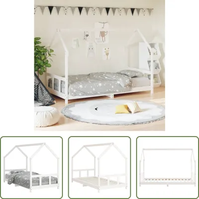 Produktbild von The Living Store Kinderbett Weiß 90x190 cm Massivholz Kiefer
