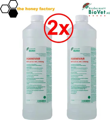 Produktbild von Ameisensäure 60% ad us.vet DOPPELPACK 2 L FORMIVAR Varroa Bienen Sommer Imkerei