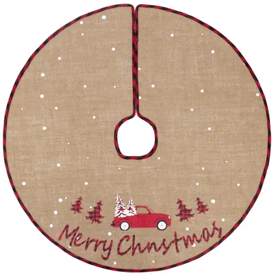 Weihnachtsbaumdecke 76 cm, Jute, rund, mit Schneeflocken