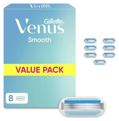 Produktbild von Gillette Venus Smooth Rasierklingen, 8 Original Ersatzklingen, Blau