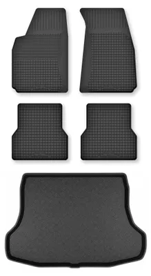 Productafbeelding van Rubberen automatten + kofferbakmat voor Nissan Tiida C11 2007-2012 (sedan) – 5-delig, zwart, op maat – Wielganizator Semi-Universal